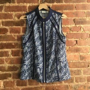 Chico's Palm Frond Leaf Full Zip Vest Size 0 Performance